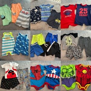 Boys 12 month Summer Bundle Colorful Baby Romper and Shorts Sets 36 pieces